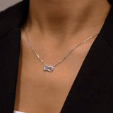 S925 Tiny Knot Pendant Necklace Zircon Long Chain Jewelry