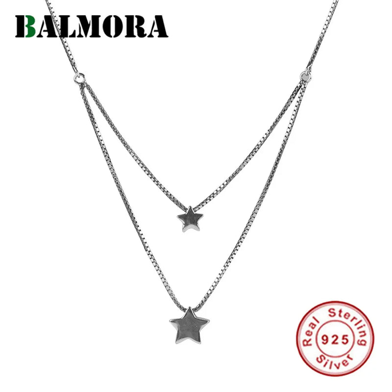 S925 Sterling Silver Vintage Star Necklace for Women - Geometric Star Jewelry