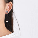 S925 Silver Flower Pearl Tassel Earrings Long Chain Dangle Jewelry