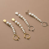 S925 French Pearl Earring Vintage Clip Tasse Dangler Daily Jewelry Gift