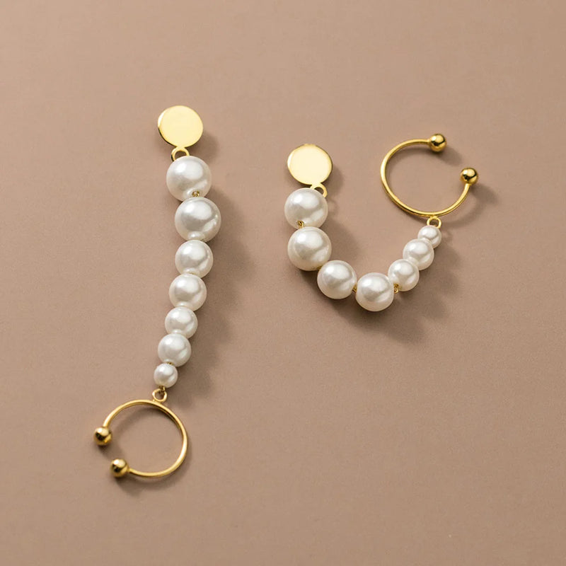 S925 French Pearl Earring Vintage Clip Tasse Dangler Daily Jewelry Gift