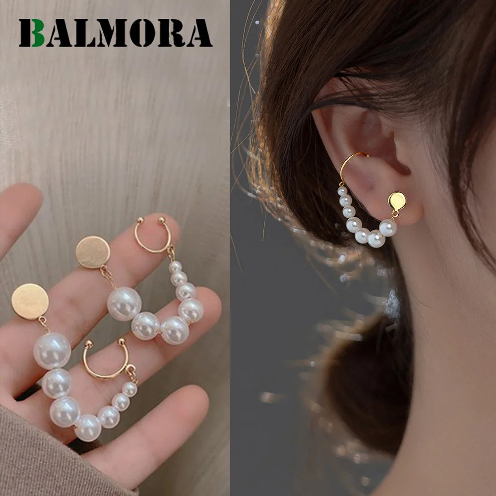 S925 French Pearl Earring Vintage Clip Tasse Dangler Daily Jewelry Gift