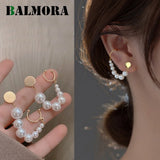 S925 French Pearl Earring Vintage Clip Tasse Dangler Daily Jewelry Gift