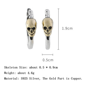 S925 Retro Skeleton Earring For Women Men