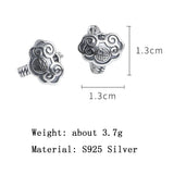 S925 Lucky Auspicious Earrings Retro Chinese Style Round Daily Jewelry Gift