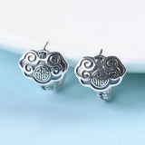 S925 Lucky Auspicious Earrings Retro Chinese Style Round Daily Jewelry Gift