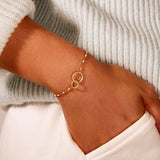 S925 Sterling Silver Geometric Bracelet Colorful Beads 17.5 CM