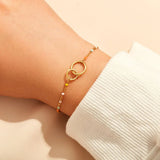 S925 Sterling Silver Geometric Bracelet Colorful Beads 17.5 CM