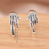 S925 Small Hand Palm Geometric Stud Earring Vintage Unique Gift