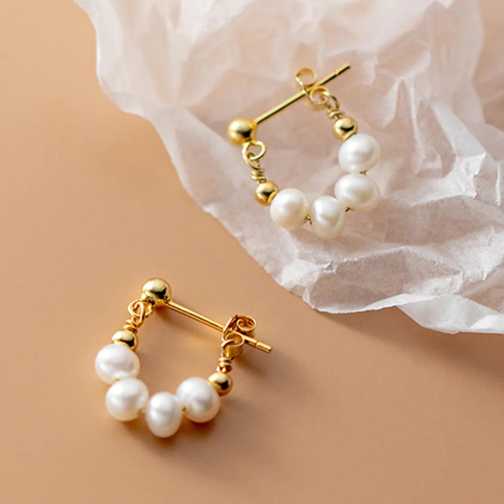 S925 Vintage Pearl Chain Earring Women Dangler Jewelry Gift