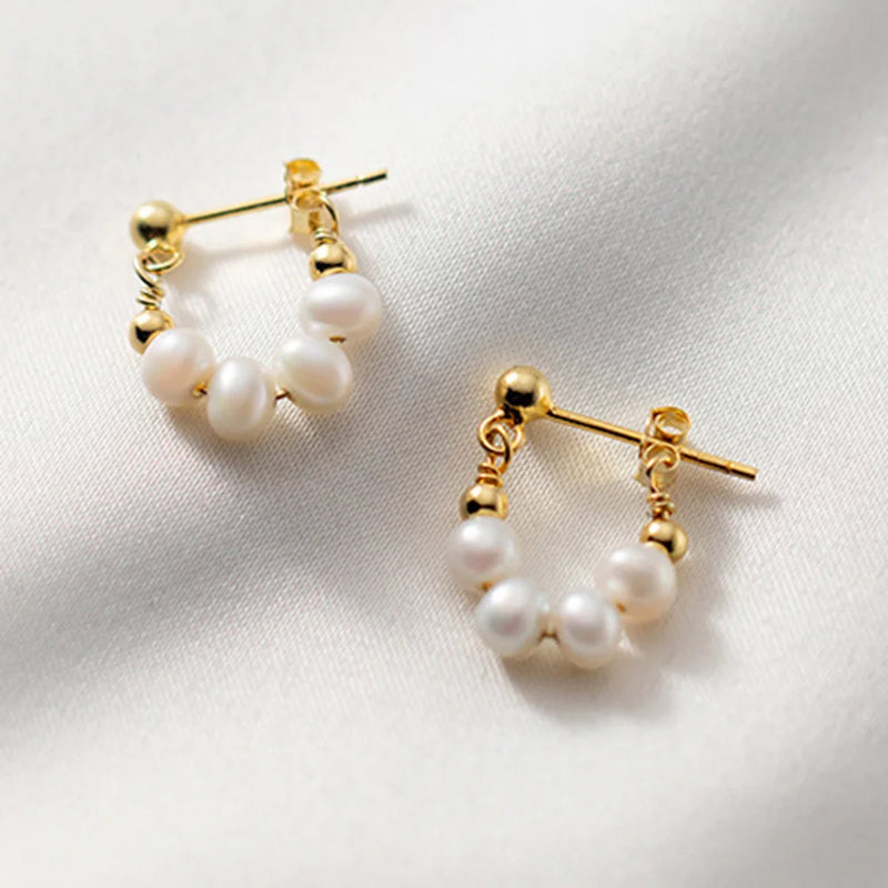 S925 Vintage Pearl Chain Earring Women Dangler Jewelry Gift