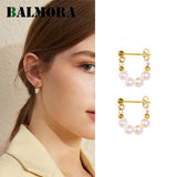 S925 Vintage Pearl Chain Earring Women Dangler Jewelry Gift