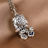S990 Silver Lucky Lion Dance Pendant Coin Tassels Chain Jewelry