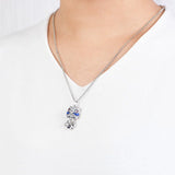 S990 Silver Lucky Lion Dance Pendant Coin Tassels Chain Jewelry