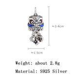 S990 Silver Lucky Lion Dance Pendant Coin Tassels Chain Jewelry