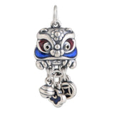 S990 Silver Lucky Lion Dance Pendant Coin Tassels Chain Jewelry