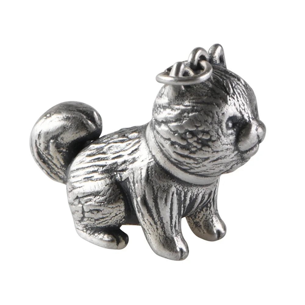 Sterling Silver 3D Dog Pendant Vintage Carve Animal Jewelry