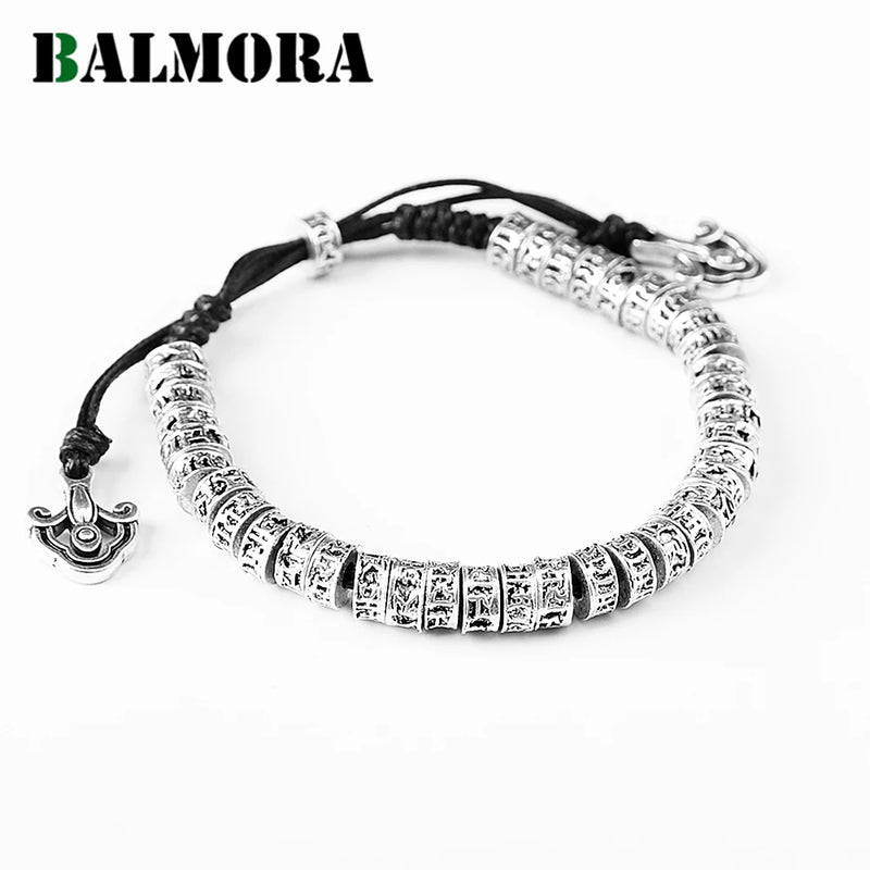 Vajra 6-Word Sutra Alloy Bracelet Thai Silver Vintage Jewelry