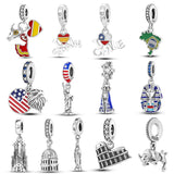 Bamela Sterling Silver Bullfighting Charm Love Spain Bead Bracelet