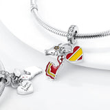 Bamela Sterling Silver Bullfighting Charm Love Spain Bead Bracelet
