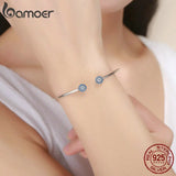 925 Silver Zircon Lucky Eyes Bracelet Open Cuff Bangle