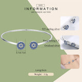 925 Silver Zircon Lucky Eyes Bracelet Open Cuff Bangle
