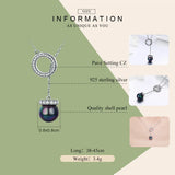 925 Silver Circle Shell Pearl Long Chain Pendant Necklace