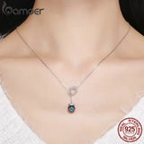925 Silver Circle Shell Pearl Long Chain Pendant Necklace