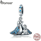 925 Silver Bird Clear CZ Pendant Charms for Jewelry Making