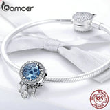 925 Silver Heart CZ Crystal Beads Women Charm DIY Jewelry