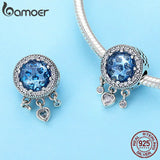 925 Silver Heart CZ Crystal Beads Women Charm DIY Jewelry