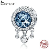 925 Silver Heart CZ Crystal Beads Women Charm DIY Jewelry