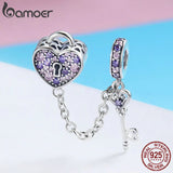 925 Silver Heart Lock Crystal CZ Charms for Bracelets & Necklaces