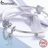 925 Silver Heart Lock Crystal CZ Charms for Bracelets & Necklaces