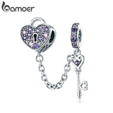 925 Silver Heart Lock Crystal CZ Charms for Bracelets & Necklaces