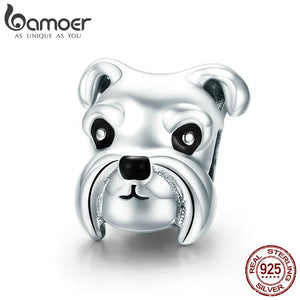 925 Sterling Silver Schnauzer Dog Charm Bead for Bracelets & Necklaces