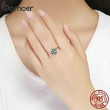 925 Silver Rose Flower CZ Tree Leaf Finger Ring Women Jewelry SCR382