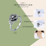 925 Silver Rose Flower CZ Tree Leaf Finger Ring Women Jewelry SCR382
