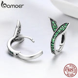 925 Silver Spring Collection Green CZ Hoop Earrings for Women