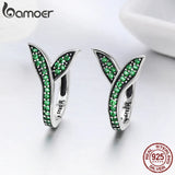 925 Silver Spring Collection Green CZ Hoop Earrings for Women