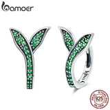 925 Silver Spring Collection Green CZ Hoop Earrings for Women