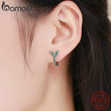 925 Silver Spring Collection Green CZ Hoop Earrings for Women
