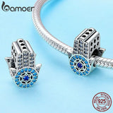 925 Sterling Silver Lucky Element Fatima Hand Charm Bead Bracelet DIY Jewelry