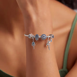 925 Sterling Silver Lucky Element Fatima Hand Charm Bead Bracelet DIY Jewelry