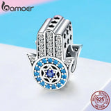925 Sterling Silver Lucky Element Fatima Hand Charm Bead Bracelet DIY Jewelry