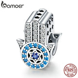 925 Sterling Silver Lucky Element Fatima Hand Charm Bead Bracelet DIY Jewelry