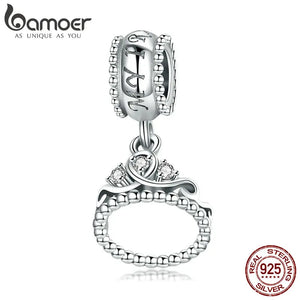 925 Silver Princess Crown Pendant Charm for Bracelet Necklace