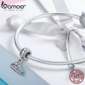 925 Silver Princess Crown Pendant Charm for Bracelet Necklace