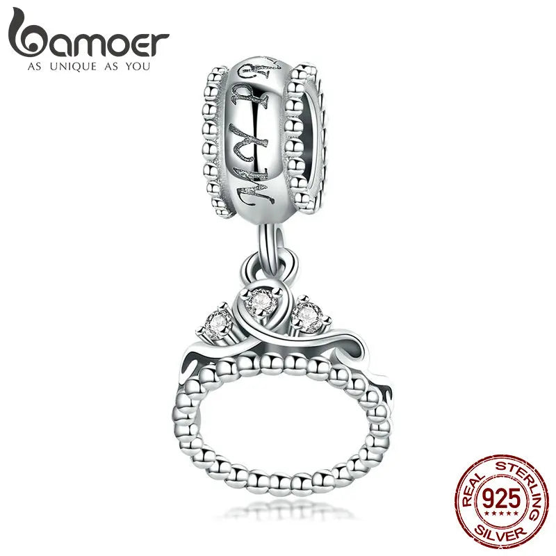 925 Silver Princess Crown Pendant Charm for Bracelet Necklace