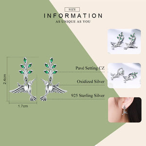 925 Silver Hummingbirds Stud Earrings for Women SCE464